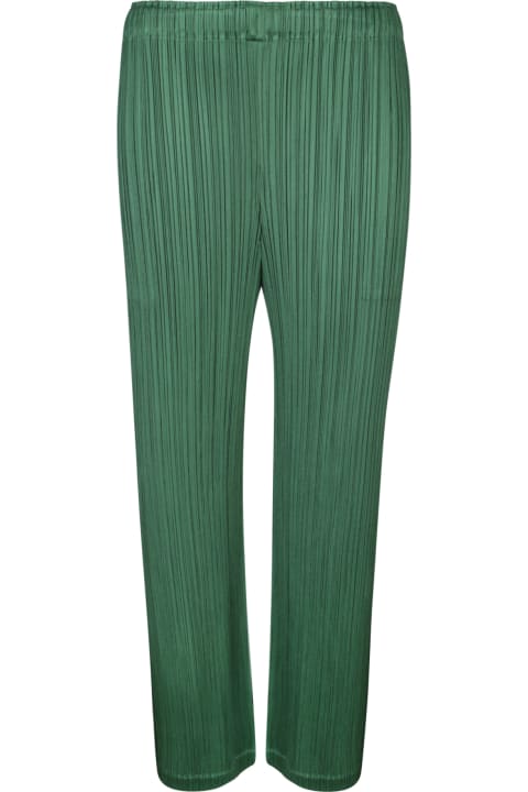 Issey Miyake for Women Issey Miyake Pleats Please Green Straight Trousers