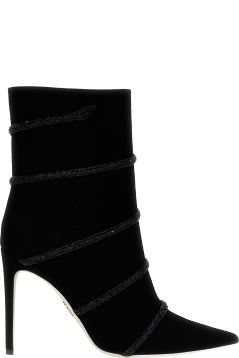Suede Rhinestone Ankle Boots