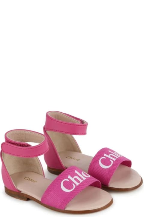 Chloé for Kids Chloé Fuchsia Sandals With Logo