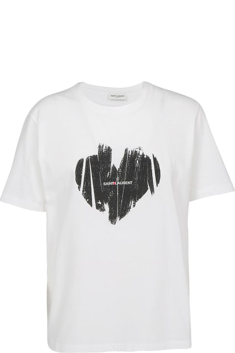 Saint Laurent Topwear for Women Saint Laurent Cotton T-shirt With Heart Print