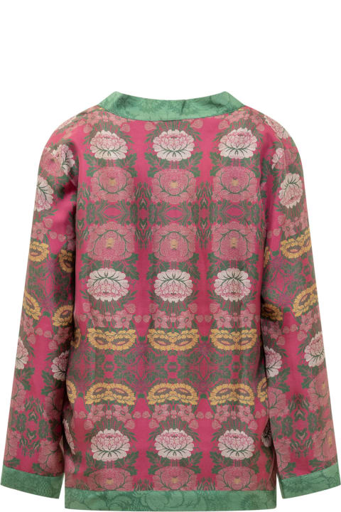 Pierre-Louis Mascia Sweaters for Women Pierre-Louis Mascia Silk Kimono With Floral Pattern