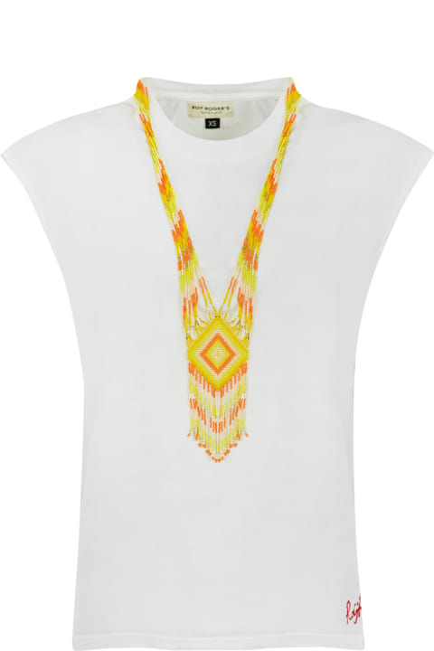 Sleeveless T-shirt In Jersey With Beads Necklace