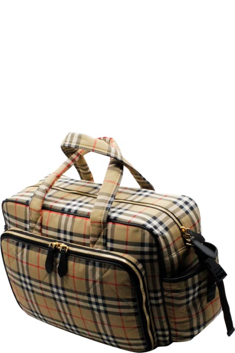 Sale for Boys Burberry Quilted Nylon Bag With Check Pattern And With Detachable And Adjustable Shoulder Strap And Double-slider Zip Closure Measures 43 X 17 X30