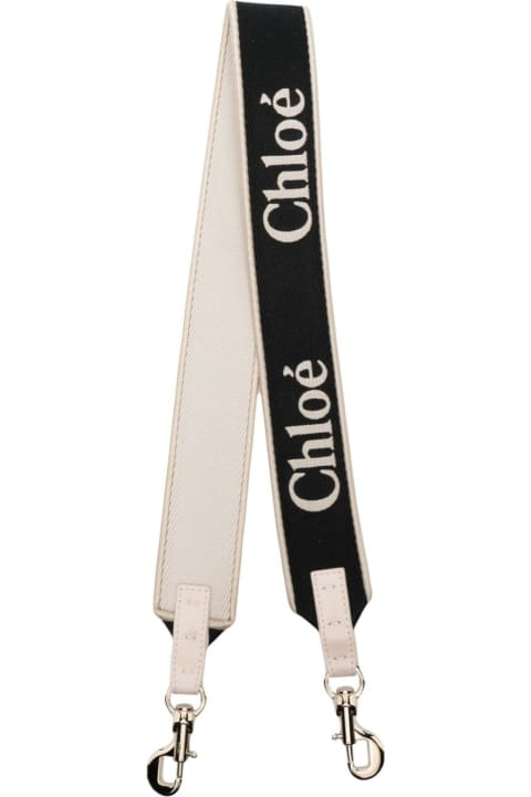 Fashion for Women Chloé Black And Ivory Canvas Shoulder Strap With Logo