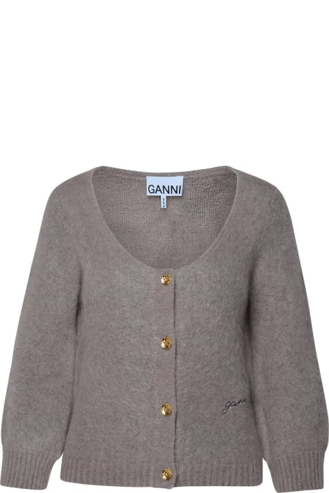 Ganni for Women Ganni Beige Virgin Wool Blend Cardigan