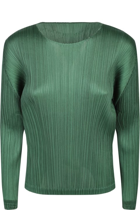 Issey Miyake Sweaters for Women Issey Miyake Pleats Please Green T-shirt
