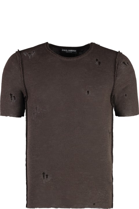 Topwear for Men Dolce & Gabbana Worn-out Details Knit T-shirt