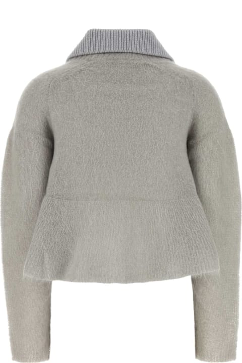 Loewe Sweaters for Women Loewe Grey Mohair Blend Polo Shirt