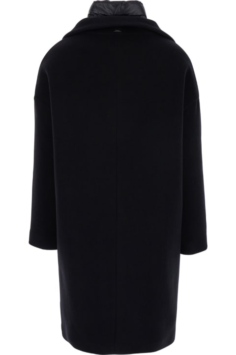 Homeware Herno Black Padded Single-breasted Coat In Mixed Of Tech Materials Woman