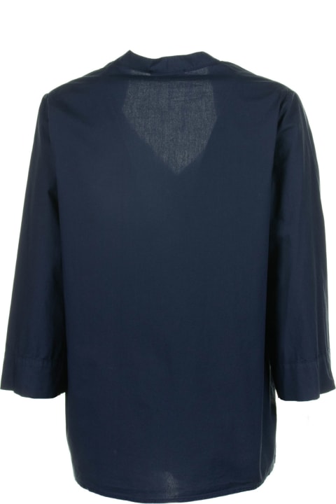 Topwear for Women Via Masini 80 Blue Long-sleeved Blouse
