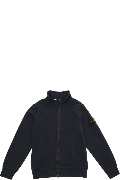 Homeware Stone Island Junior Blue Sweatshirt With Logo Patch In Cotton Boy