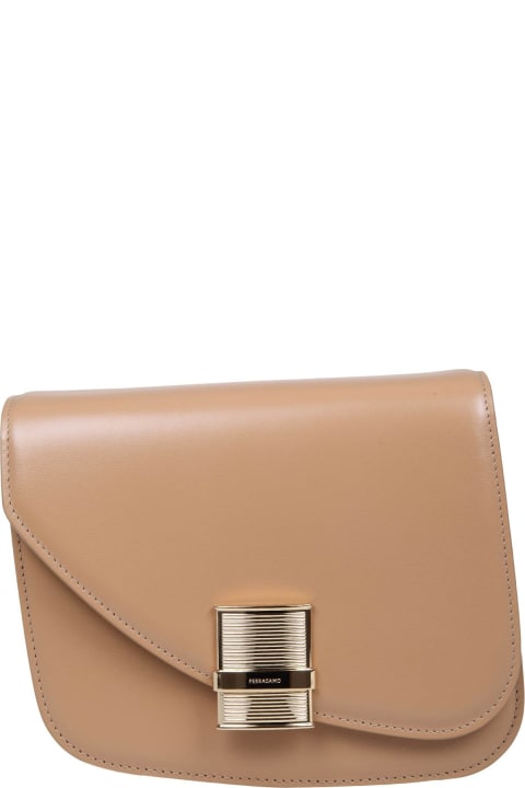 Ferragamo Shoulder Bags for Women Ferragamo Small Fiamma Shoulder Bag In Camel Color Leather