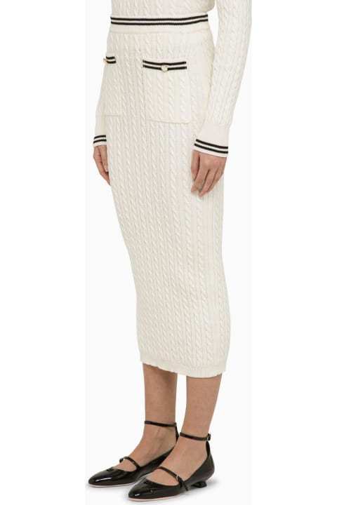 Clothing for Women Alessandra Rich White Cotton Plaited Midi Skirt