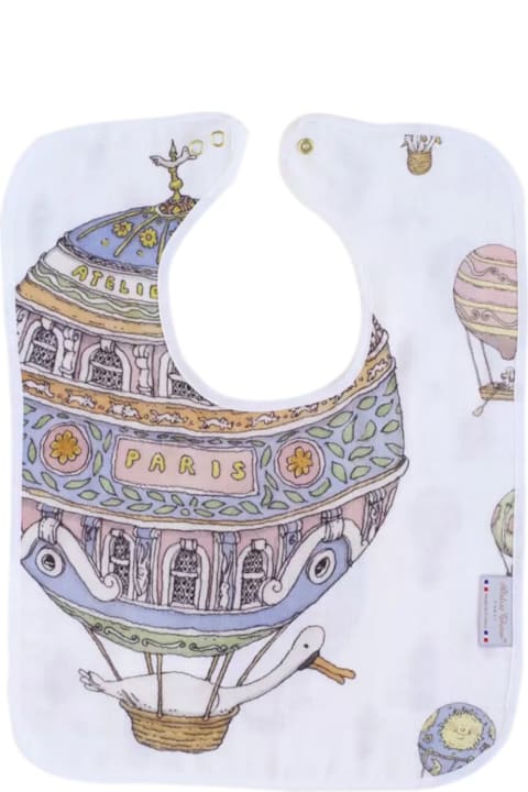 Accessories & Gifts for Baby Girls Atelier Choux Large Bib Hot Air Balloons Gold Snaps