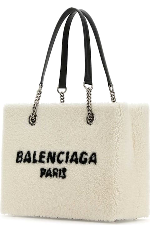 أدوات منزلية Balenciaga White Shearling Duty Free M Handbag