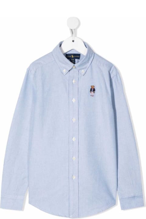 Polo Ralph Lauren for Kids Polo Ralph Lauren Polo Ralph Lauren Kids Boy's Light Blue Cotton Shirt With Logo Embroidery