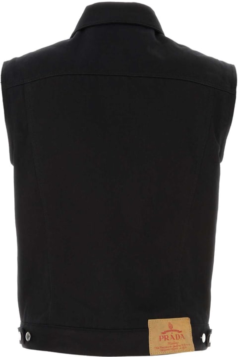 vans vn0a3hyj type stacker oversized mens pullover hoodie white black for Men Prada Black Denim Padded Vest