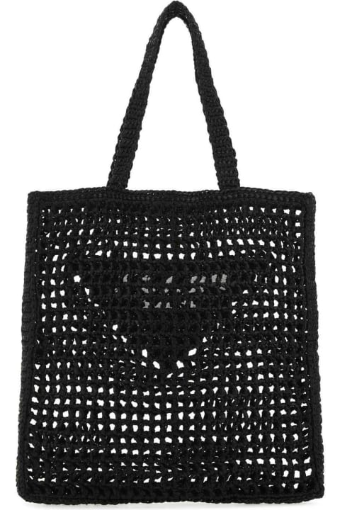 Fashion for Women Prada Logo Embroidered Woven Tote Bag