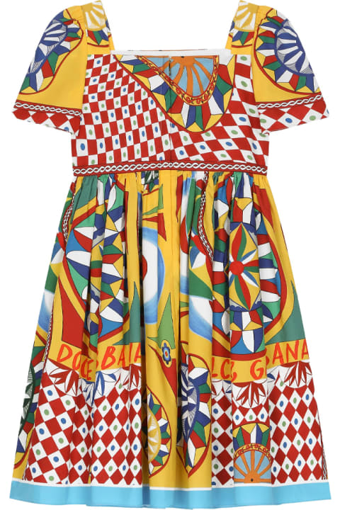 Dolce & Gabbana Dresses for Women Dolce & Gabbana Short Sleeved Dress In Poplin With Cart Print