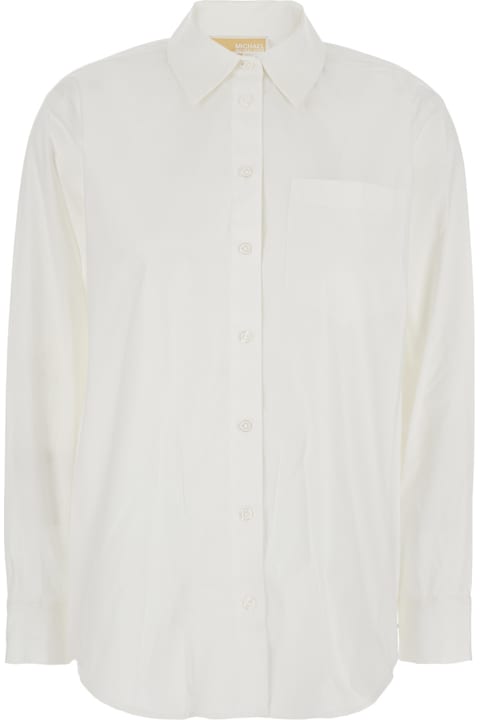 MICHAEL Michael Kors for Men MICHAEL Michael Kors White Shirt With Button Down Collar And Logo Plaque On The Rear In Cotton Stretch Woman