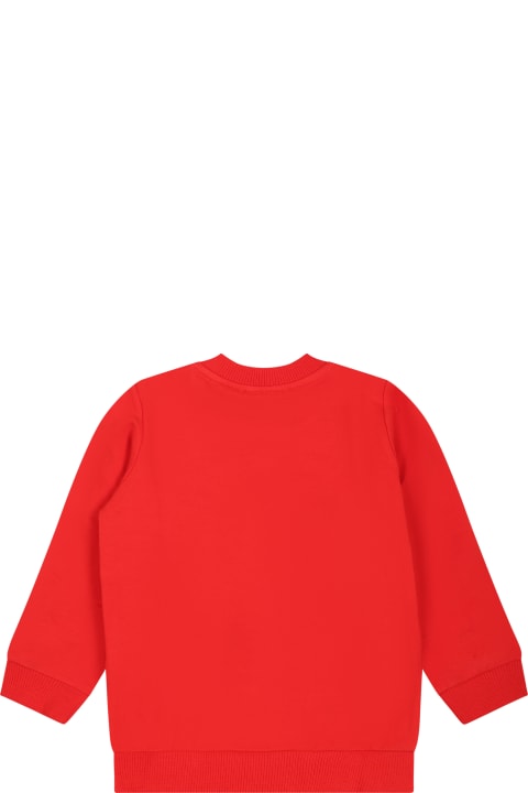 Topwear for Baby Boys Moschino Red Sweatshirt For Baby Kids With Teddy Bear And Logo