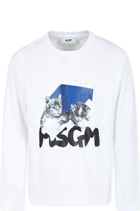 Homeware MSGM White T-shirt For Girl With Logo