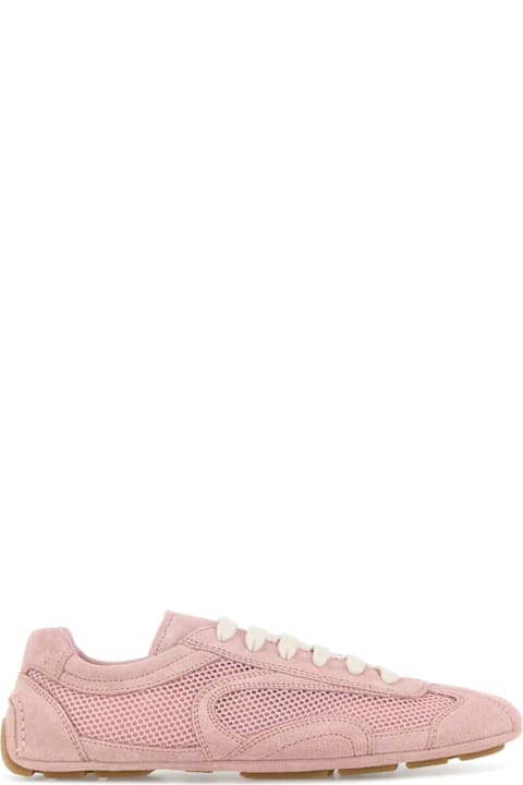 Prada Pink Suede And Mesh Montecarlo Sneakers