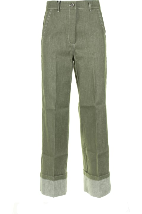 Marella Pants & Shorts for Women Marella Green Denim Effect Trousers