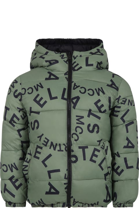 Stella McCartney Kids Stella McCartney Kids Black Down Jacket For Boy With Logo