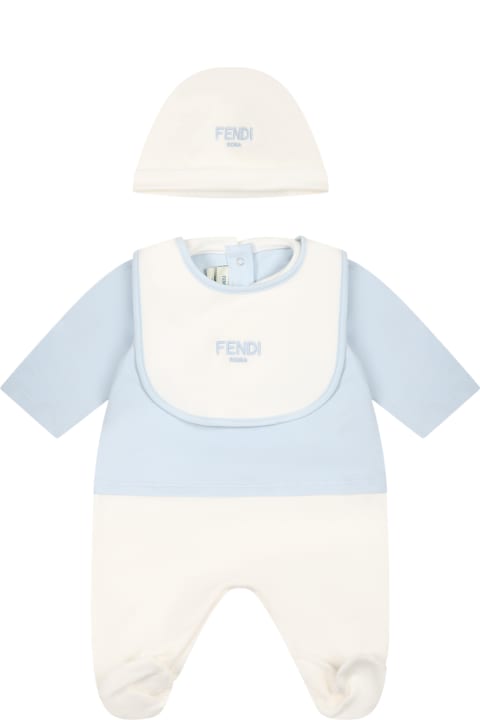 Light Blue Set For Baby Girl With Logo