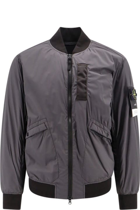 Stone Island Coats & Jackets for Men Stone Island Logo Patch Zip-up Bomber Jacket