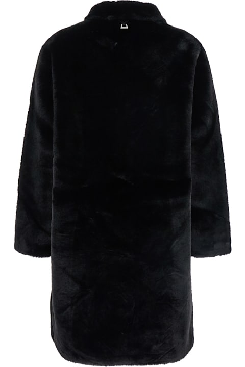 Apparis for Women Apparis 'blair' Midi Black Coat With High Neck In Eco Fur Woman