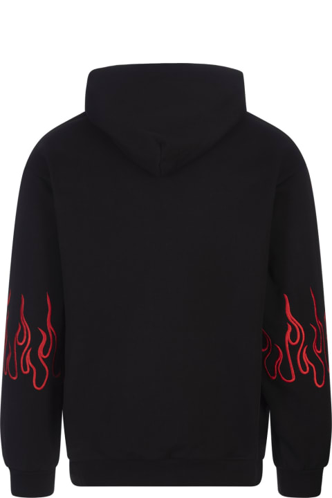 Vision of Super for Men Vision of Super Black Hoodie With Red Embroidered Flames