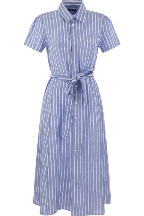 Polo Ralph Lauren Dresses for Women Polo Ralph Lauren Striped Linen Chemisier