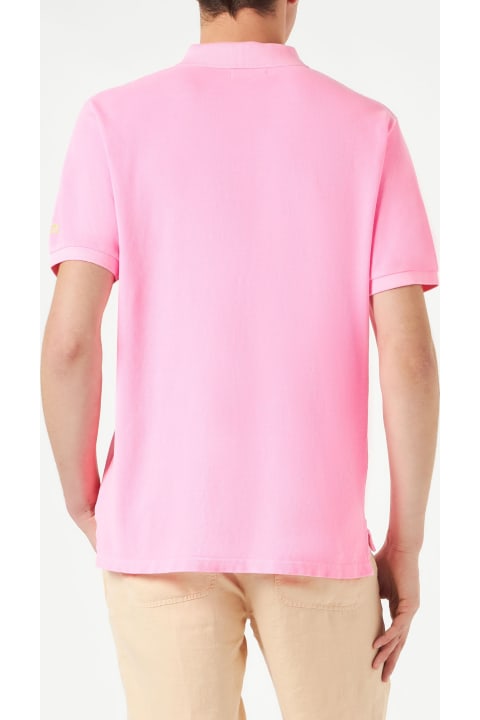 Homeware MC2 Saint Barth Pink Piquet Polo With St. Barth Logo And Vintage Effect