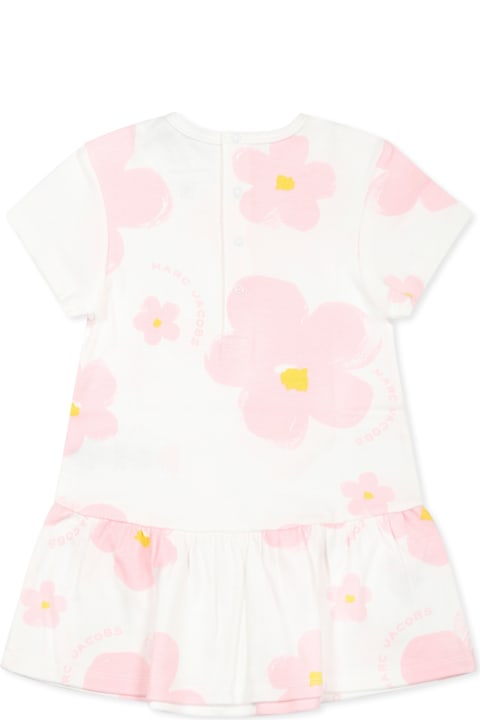 Little Marc Jacobs for Kids Little Marc Jacobs White Dress For Baby Girl With Flowers