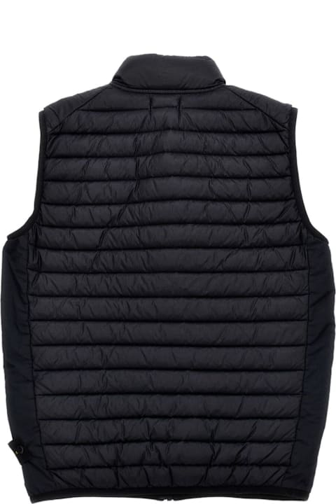 Homeware Stone Island Junior Blue Sleeveless Down Jacket With High Neck And Logo Patch On The Front In Tech Fabric Boy