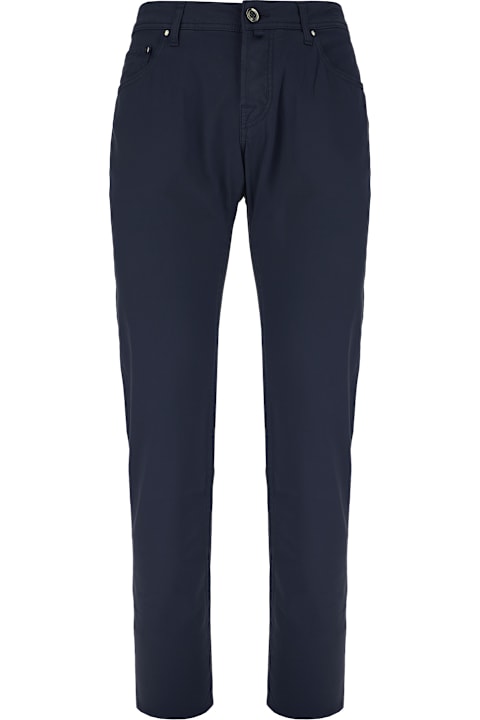 Jacob Cohen Clothing for Men Jacob Cohen Navy Blue Stretch Cotton Blend Pants