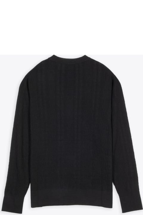 Girocollo Black intarsia wool sweater
