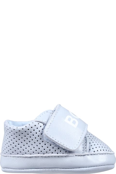 Hugo Boss Shoes for Baby Boys Hugo Boss Sneakers Celesti Per Neonato Con Logo