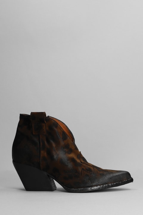 Texan Ankle Boots In Animalier Suede