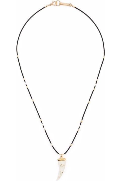 Isabel Marant Woman's Black Rope Necklace With Buffalo Horn Pendant