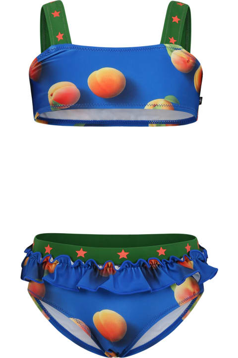 Swimwear for Girls Molo Blue Bikini For Girl With Apricot Print