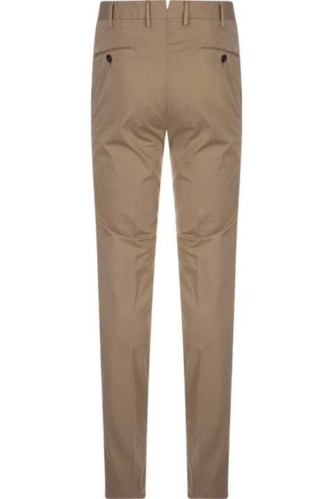 PT01 Clothing for Men PT01 Dark Beige Stretch Cotton Classic Trousers