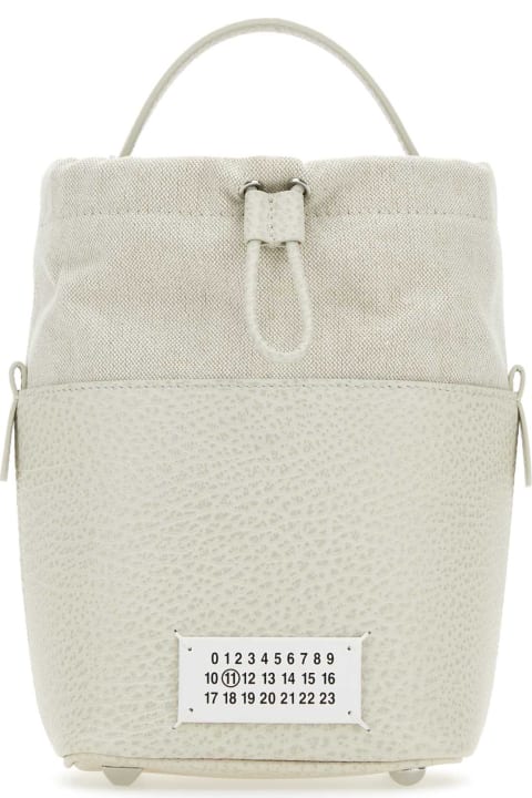 Homeware Maison Margiela Chalk Leather And Canvas Mini 5ac Bucket Bag