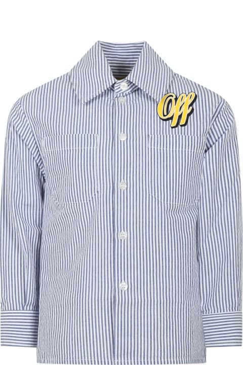 Off-White Shirts for Boys Off-White Light Blue Shirt For Boy With Logo