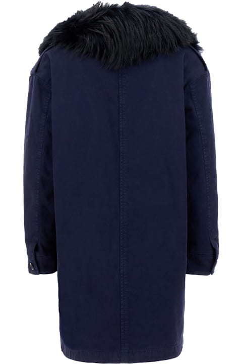 Bazar Deluxe Clothing for Women Bazar Deluxe Midnight Blue Stretch Cotton Parka
