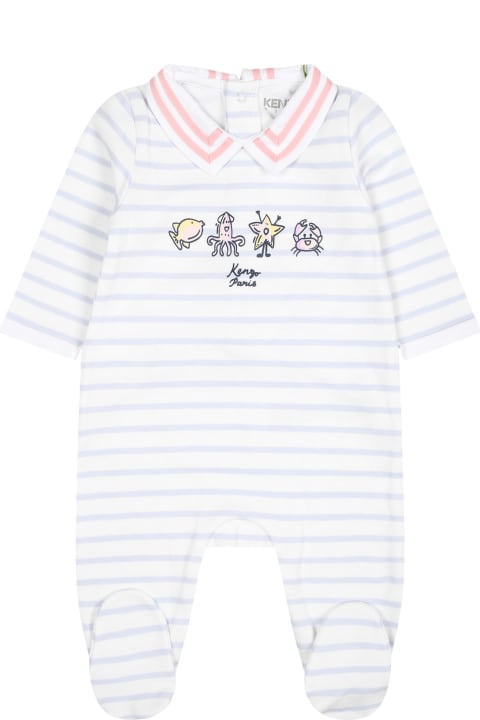 ベビーガールズ ボディスーツ＆セットアップ Kenzo Kids White Babygrow For Baby Girl With Print