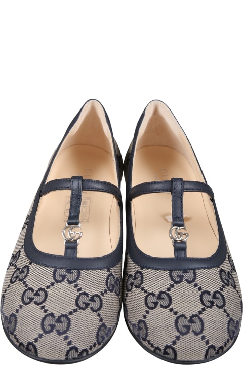 Gucci for Kids Gucci Blue Ballerinas For Girl With Double G