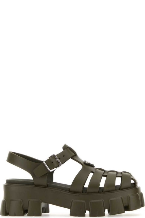 Foam Triangle-logo Ankle Strapped Sandals